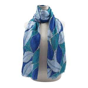 Foulard Azul Hojas Grandes Filos Dorados Ref: 7244-03