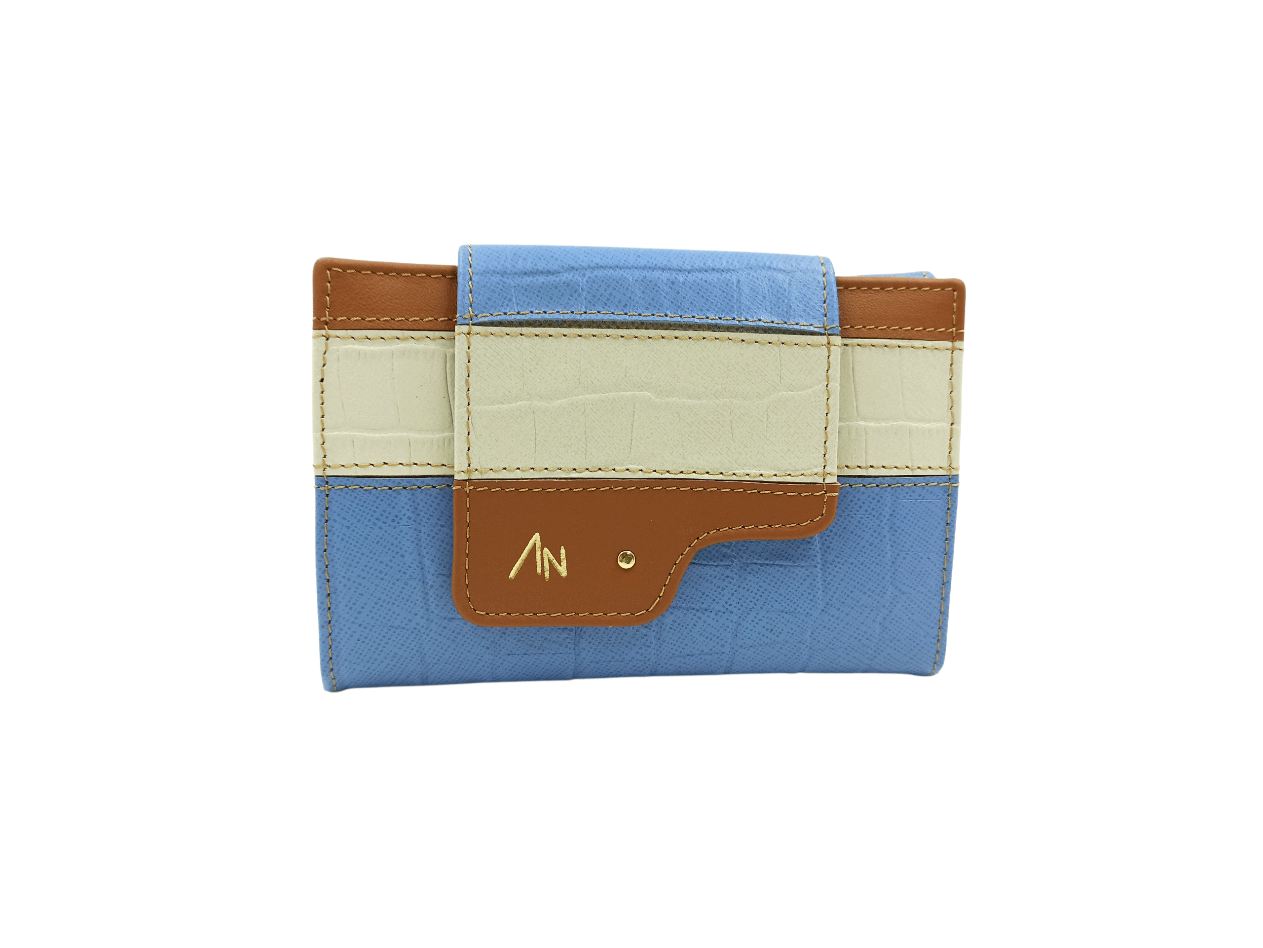 Billetero 14Cm Piel COCO Combinada Jeans-Beige Ref: 2513-04