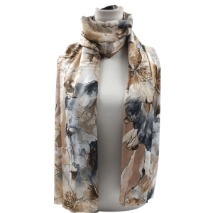 Foulard Beige Estampado Flores Detalles Dorados Ref: 7279-17
