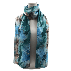 Foulard Azul Estampado Flores Detalles Dorados Ref: 7279-16