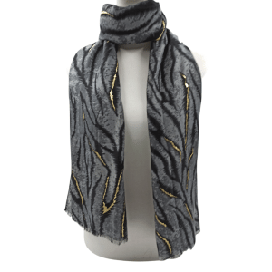Foulard Negro Print Detalles Dorados Ref: 7283-01